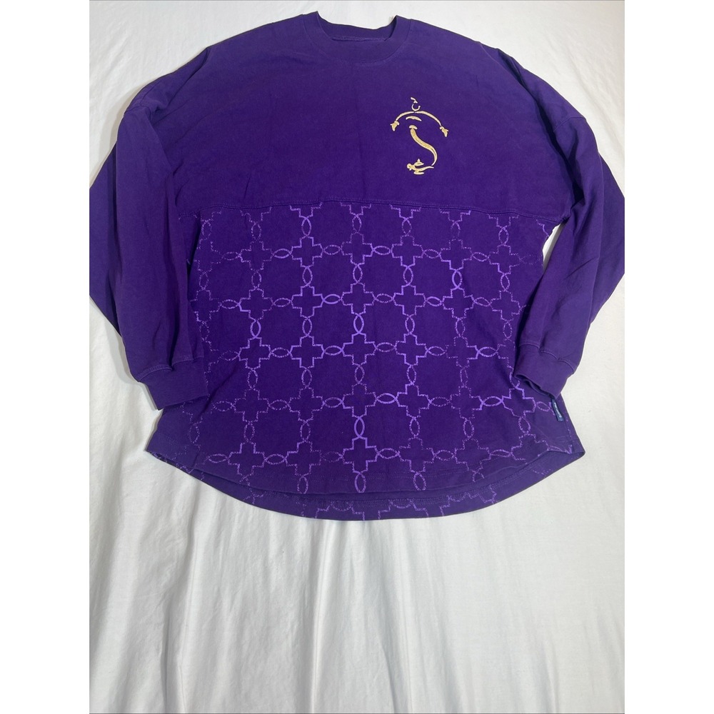 Disney Aladdin Spirit Jersey Purple Long Sleeve T-Shirt Gold Logo Mens Size M